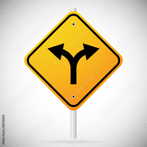 Junction Road Sign - Separation, two paths, two ways. Vector Ill