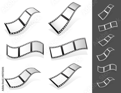 Set of 3d Filmstrips with gray fillings with different distortio