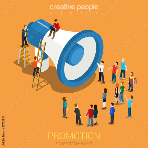 Social media marketing online promotion flat 3d web isometric