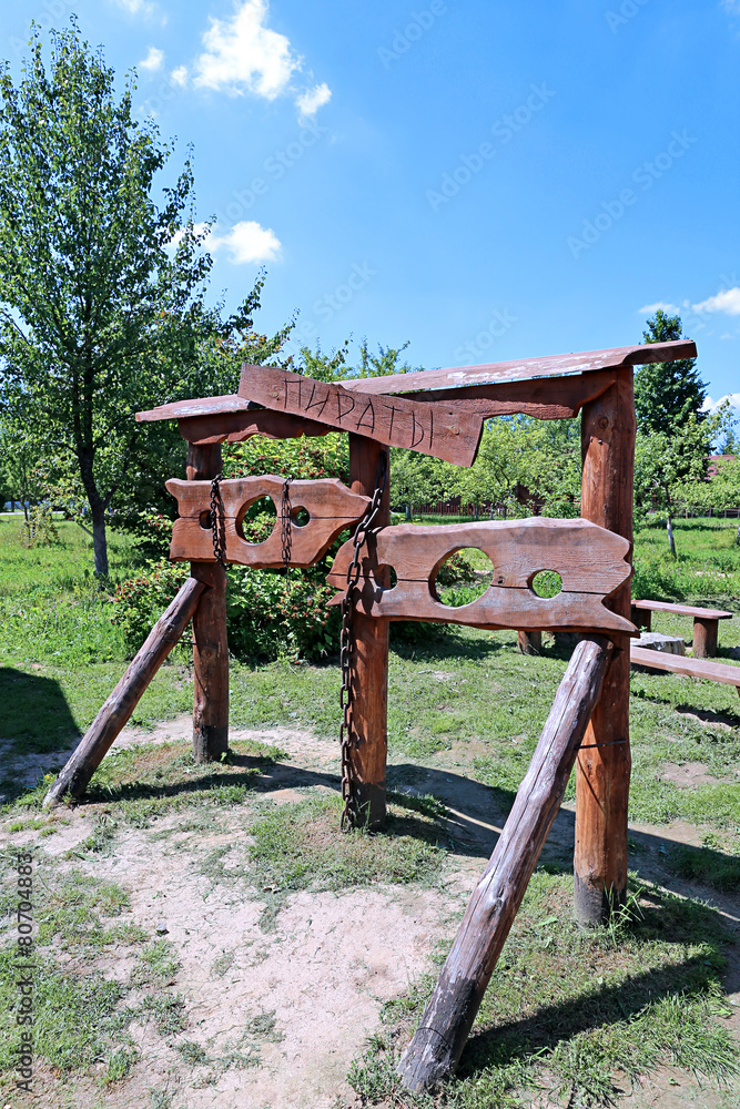 Stylized pirated poles with chains and shackles torture Stylized pirated poles with chains and shackles torture