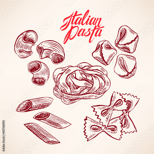 set with sketch pasta