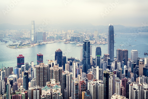 Fototapeta Naklejka Na Ścianę i Meble -  Hong Kong skyline view from the Victoria Peak.