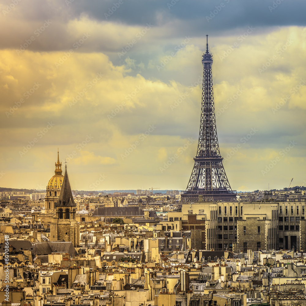 Obraz premium Panorama of Paris with Eiffel Tower ,France