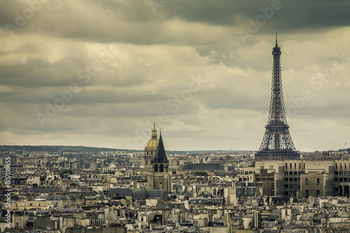 Panorama of Paris with Eiffel Tower ,France