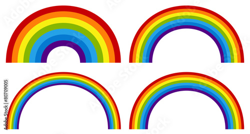 Rainbow Graphics in Vector Format Isolated on White with Differe