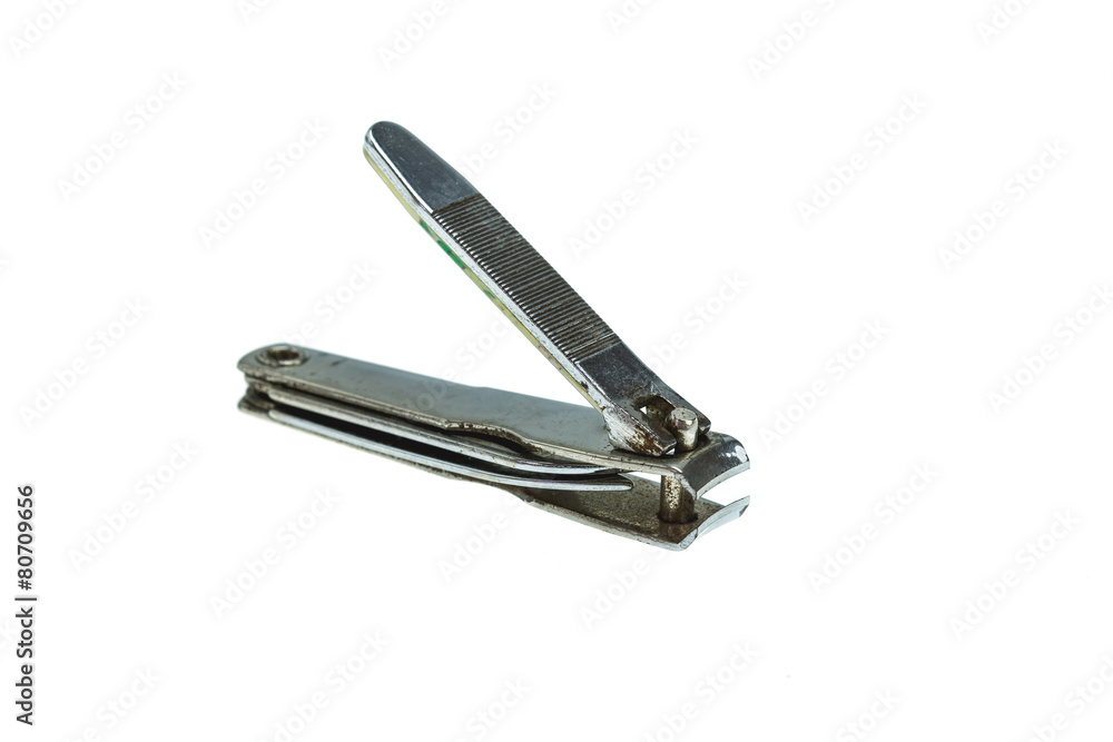 Old nail clipper isolated on white Old nail clipper isolated on white