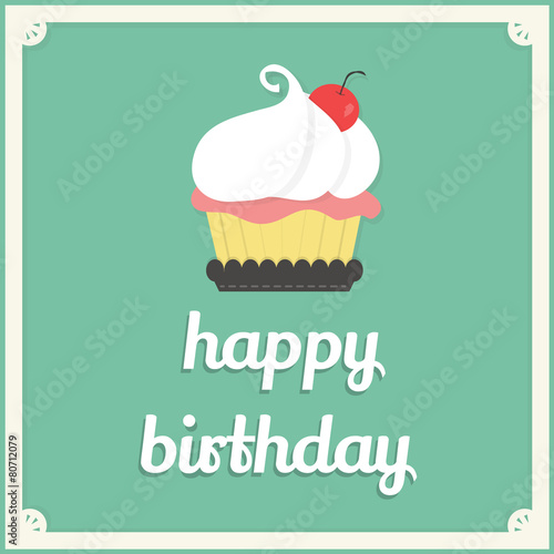 happy birthday cup cake card