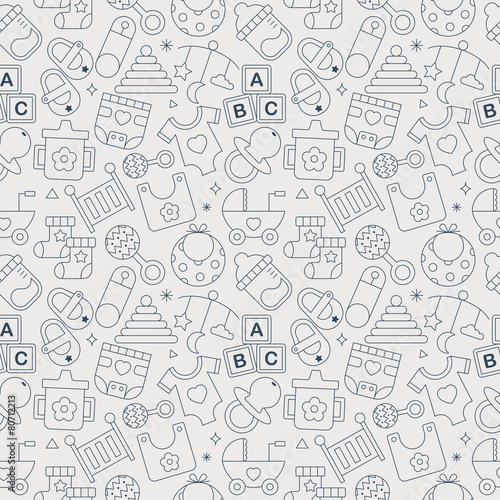 Baby line icon pattern set