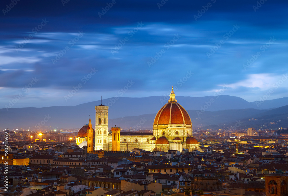 After sunset view of Cathedral  Santa Maria del Fiore. Florence,