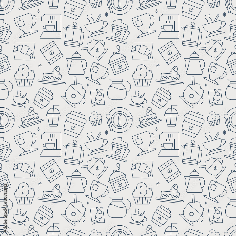Coffee line icon pattern set Coffee line icon pattern set