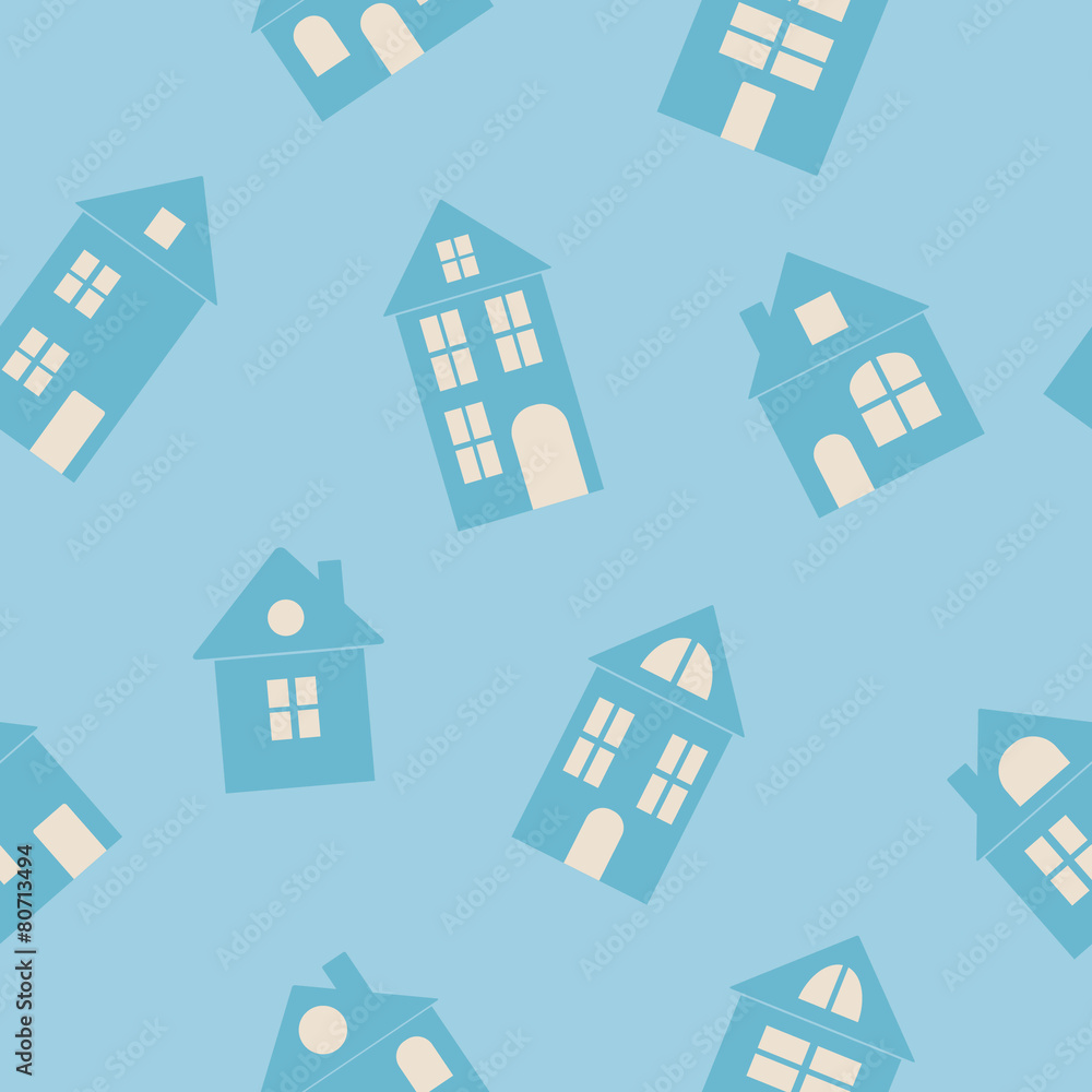 Fototapeta premium Seamless background with houses