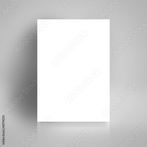 Blank White Poster Mock Up Leaning on White Studio Wall