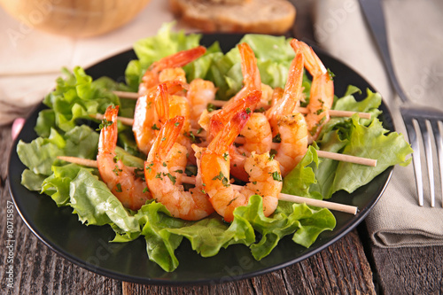 fried shrimp and salad