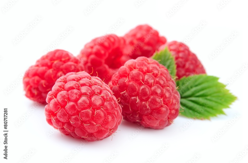 Sweet raspberry with leafs Sweet raspberry with leafs