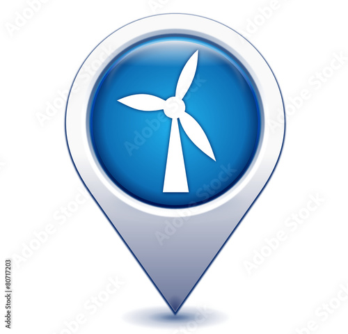 éolienne sur marqueur géolocalisation bleu