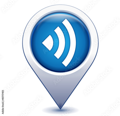 wifi sur marqueur géolocalisation bleu