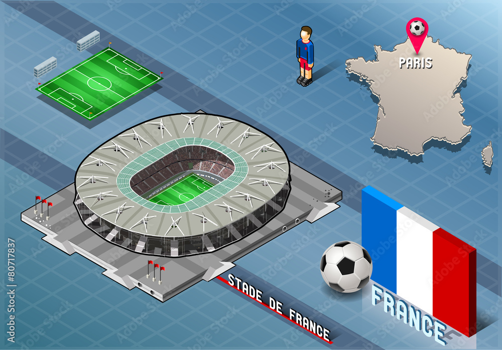 Naklejka premium Isometric Soccer Stadium - Stadie de France Paris France