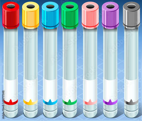 Isometric Multicolor Collection Test Tube - Empty - Complete Set