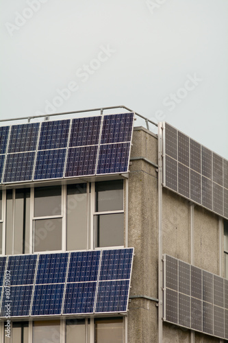 Solar panels in strips on building