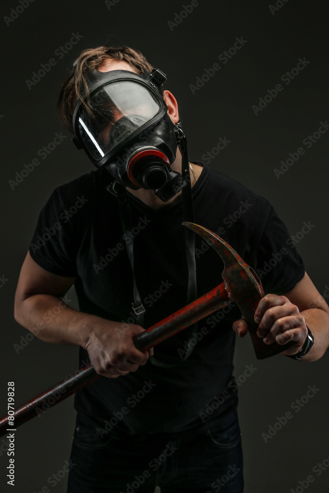 Crazy male with axe