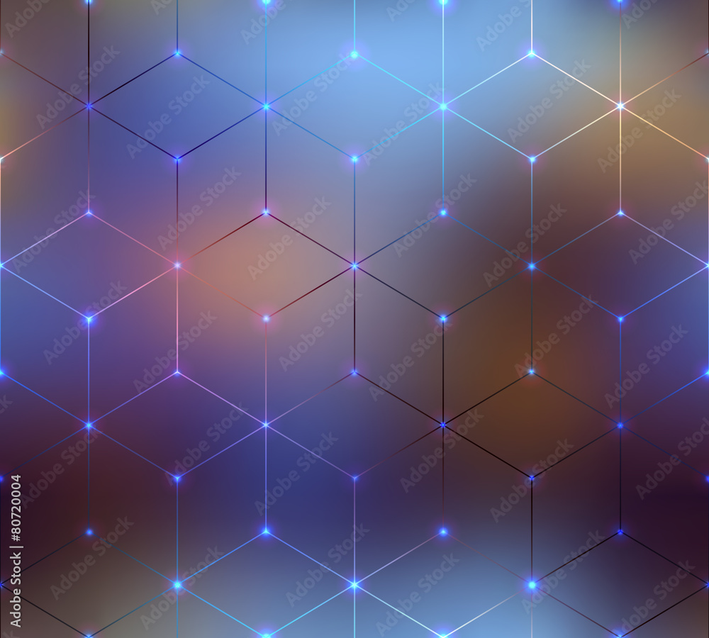 Abstract cubes pattern on blurred background. - obrazy, fototapety, plakaty 