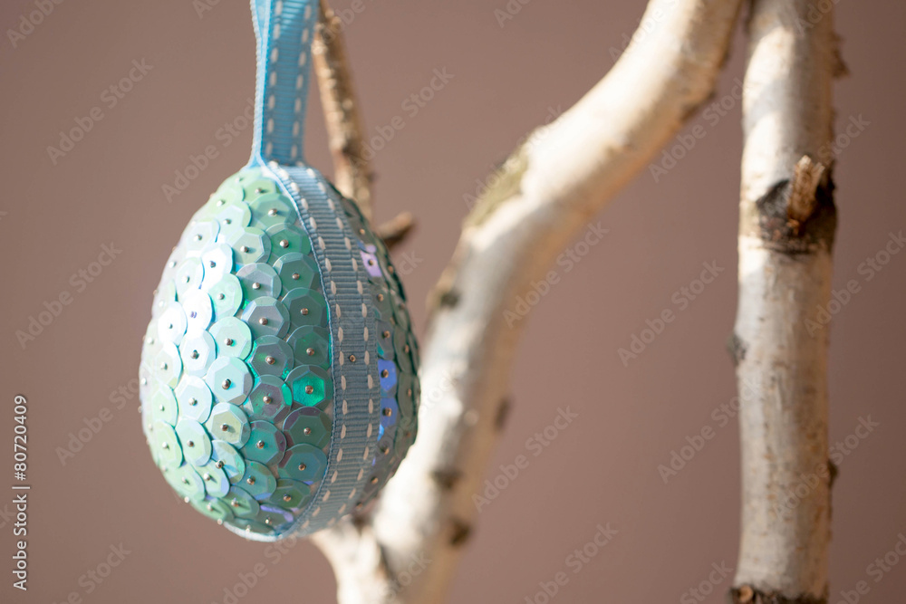 sequins hand-decorated Easter egg