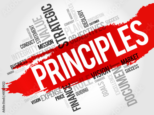 Principles word cloud, business concept