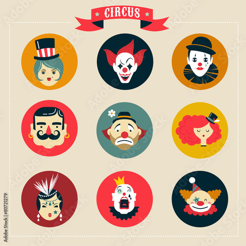 Vintage Circus, freak show icons and hipster characters