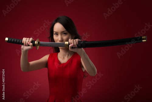 Woman with katana sword