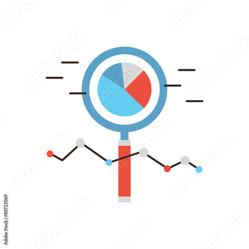 Market analysis flat line icon concept