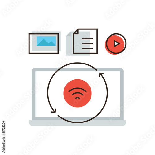 Data synchronization flat line icon concept