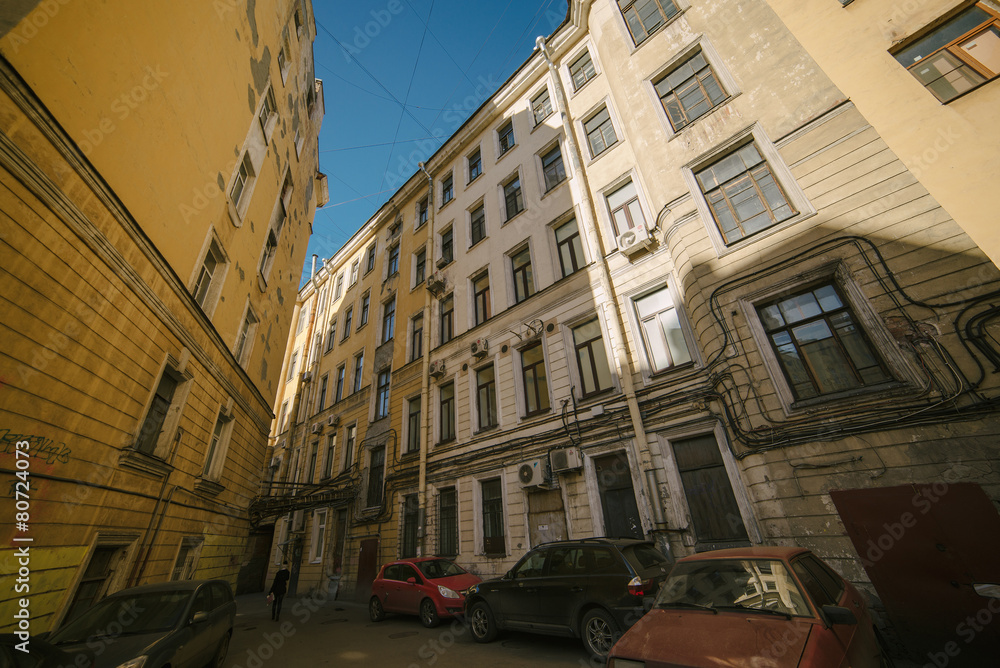 Old courtyards and buildings in the center of St. Petersburg