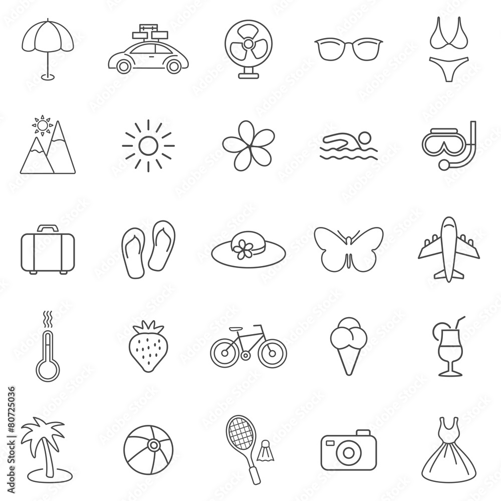 Summer line icons set.Vector Summer line icons set.Vector