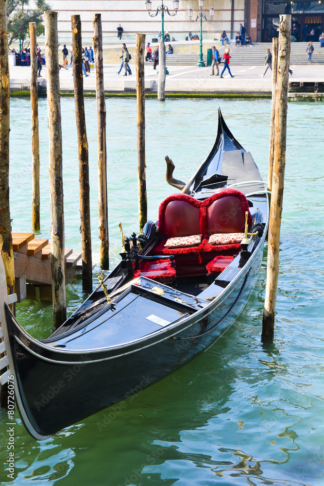 Traditional Italian Gondolas on Grand Canal in Venice