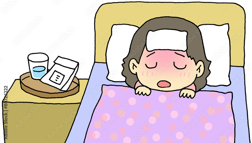 風邪 寝込む 女の子 Stock イラスト Adobe Stock