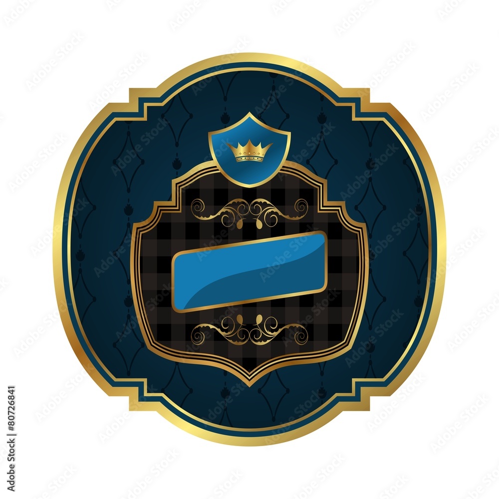Obraz premium golden frame label with crown isolated