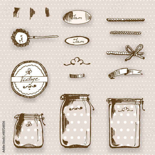Hande drawing pots and labels