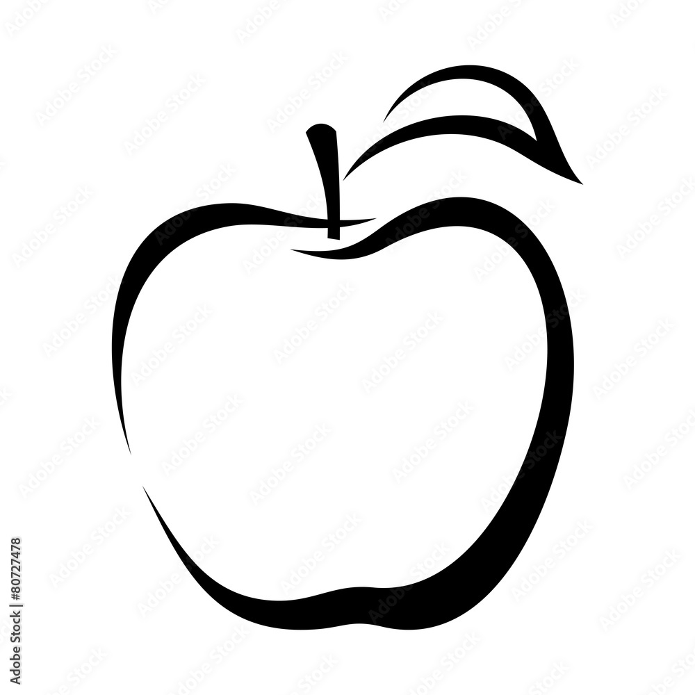 Apple. Vector black contour. เวกเตอร์สต็อก | Adobe Stock
