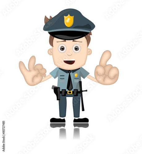 Ben Boy Friendly Angry Police Man Officer Cartoon Character