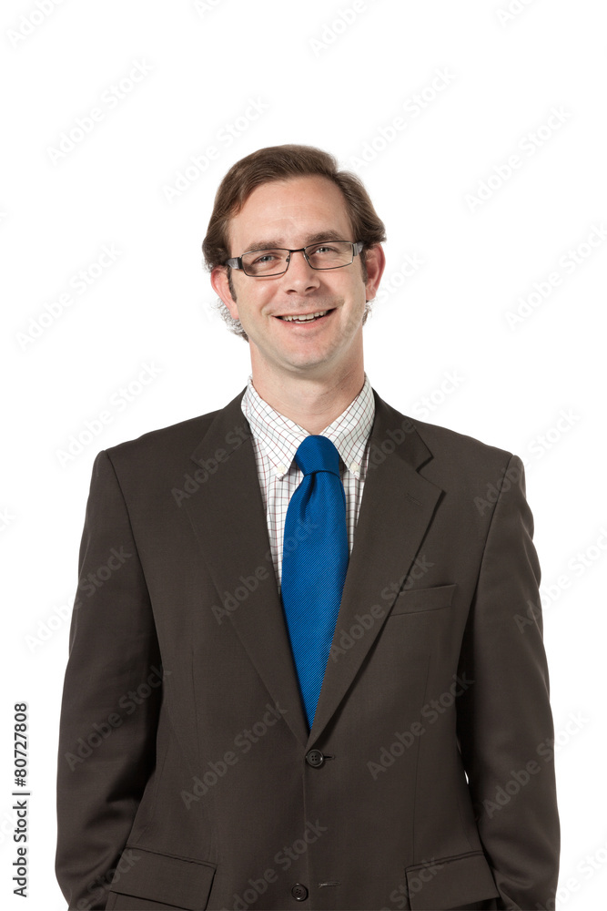 Portrait of a businessman on white background. Frontal view Portrait of a businessman on white background. Frontal view