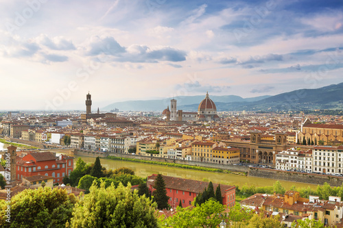 Panoramic view of Florence at sunset. Italy