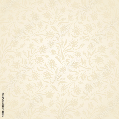 Seamless beige floral pattern. Vector illustration.