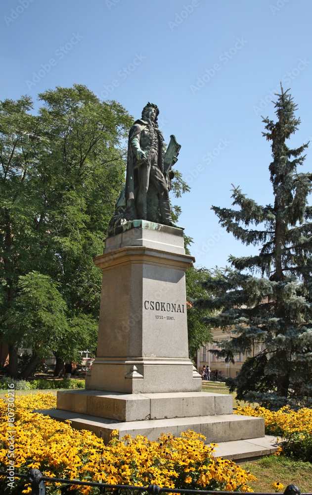 Monument to Csokonai in Debrecen. Hungary