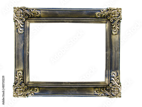 Vintage antique gold picture frame over white