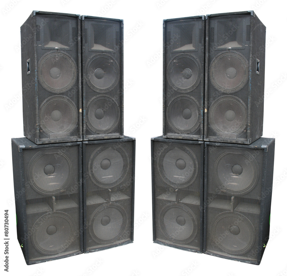 Fototapeta premium old powerful stage concerto audio speakers isolated