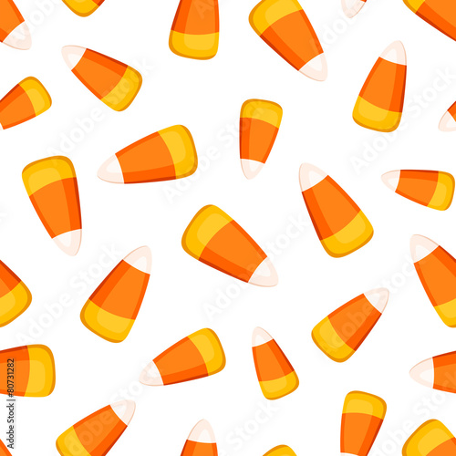 Vector seamless pattern with candy corns on a white background.