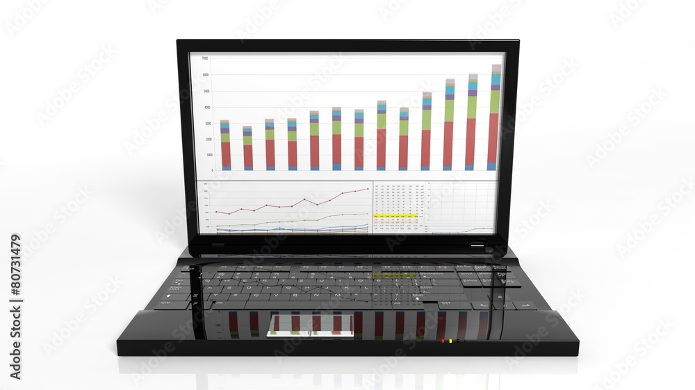 Colorful business pie and bar chart on documents Colorful business pie and bar chart on documents