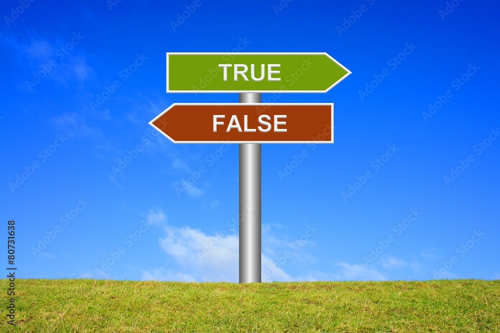 Schild Wegweiser: True False