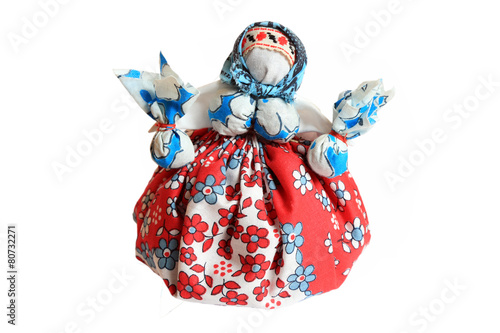Ukrainian traditional motanka doll Isolated on white