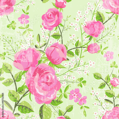 Retro floral pattern with roses